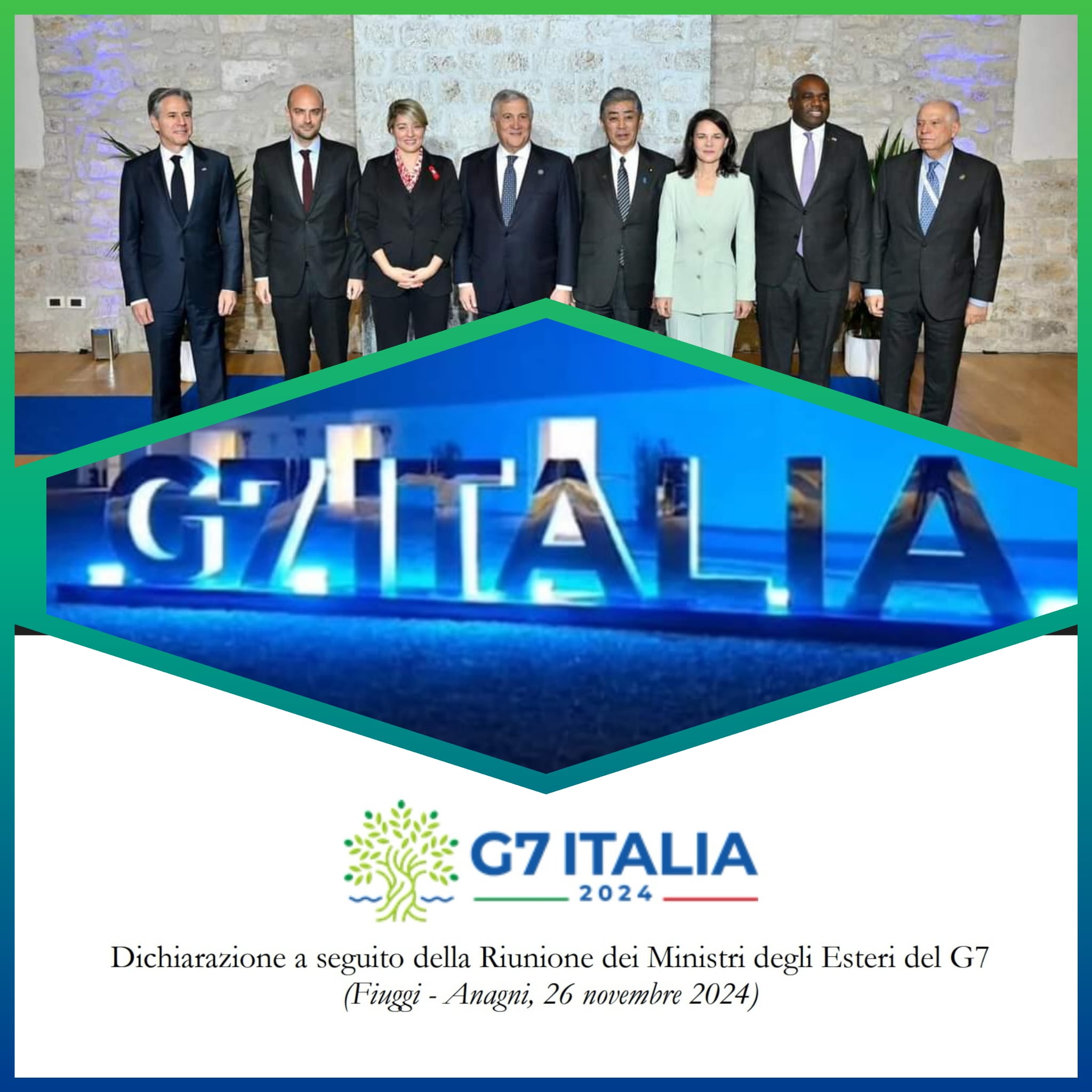 G7 ANAGNI FIUGGI LA DICHIARAZIONE ADOTTATA DAI MINISTRI DEGLI ESTERI il documento ufficiale